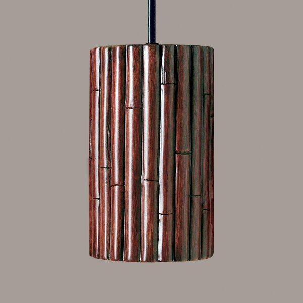 A19 Lighting Bamboo Pendant Cinnamon - Black Cord & Canopy PN20301-CI-BCC-1LEDE26